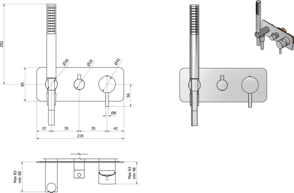 смеситель для ванны с душем ib rubinetterie milanotorino emt314cc chrome