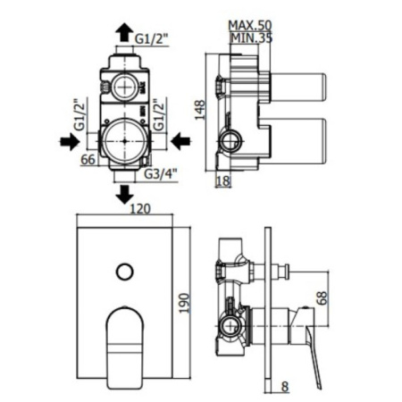 смеситель для ванны paffoni tilt ti015no/m