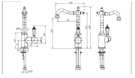 смеситель для раковины boheme imperiale presente 322 золото