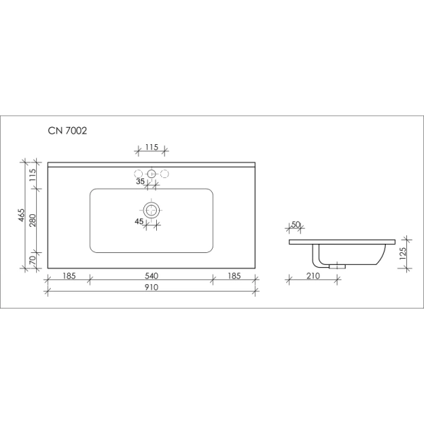 раковина полувстраиваемая ceramica nova element 91 cn7002, цвет белый