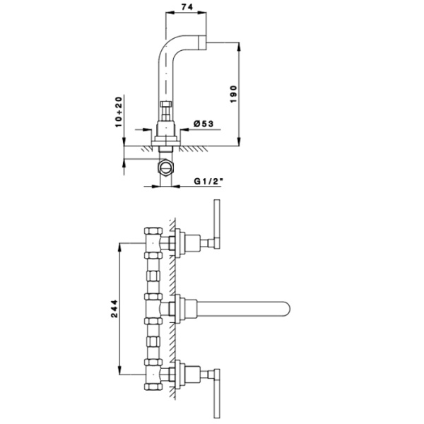 nicolazzi nicolazzi m.croce смеситель для раковины, встраиваемый, излив: см., цвет: хром