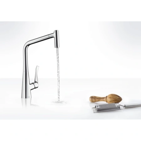смеситель для кухни hansgrohe metris m71 14820800, сталь
