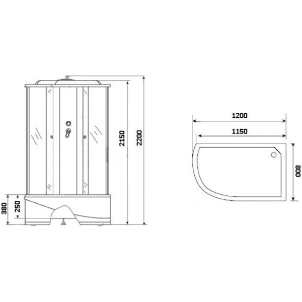 душевая кабина niagara luxe 120x80 ng-7712gr с гидромассажем