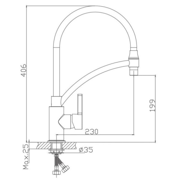 смеситель для кухни haiba hb73643-3 цвет хром \ cерый