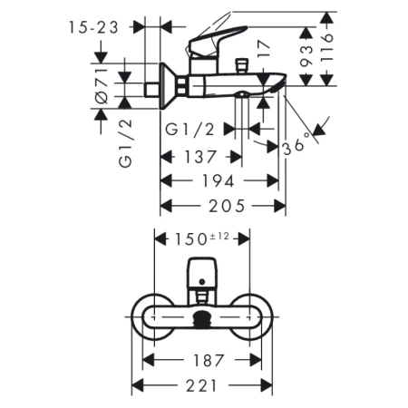 смеситель для ванны hansgrohe logis 71400000