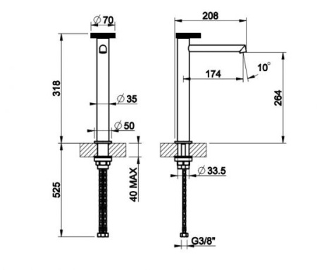 смеситель для раковины gessi anello 63306#031 высокий