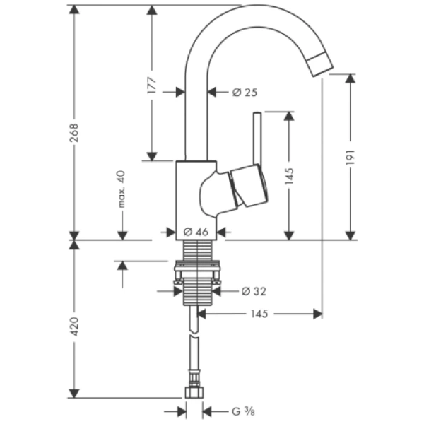 смеситель для раковины 200, с донным клапаном hansgrohe talis s 32070000