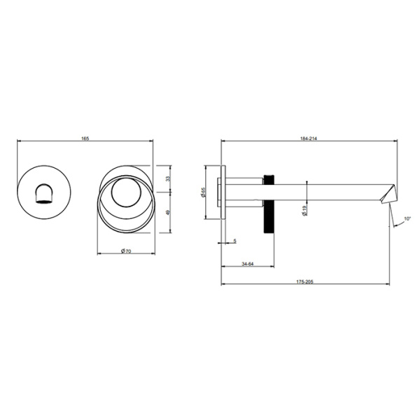 смеситель gessi anello 63383#031 для раковины, встраиваемый, излив 19#4-21#4см#, внешняя часть, цвет хром