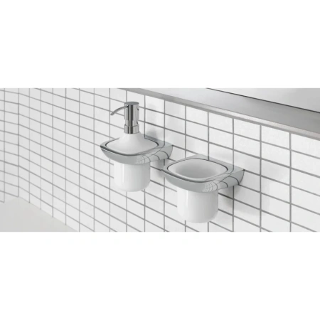 стакан для зубных щеток kludi ambienta 5397505 хром/белый