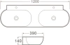 раковина santiline sl-2113 накладная/подвесная, 120x39 см, двойная, белая