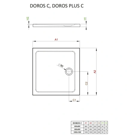 акриловый поддон 90x90 см radaway doros plus c sdrpc9090-01