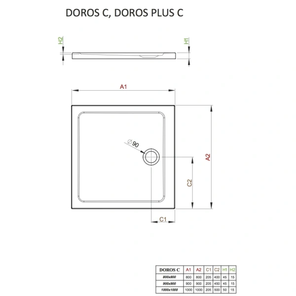 акриловый поддон 80x80 см radaway doros plus c sdrpc8080-01