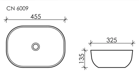 раковина ceramicanova element cn6009 накладная, 45.5x32.5 см, белая