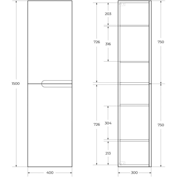 пенал подвесной grafito cezares duet duet-1500-2a-sc-gr-p