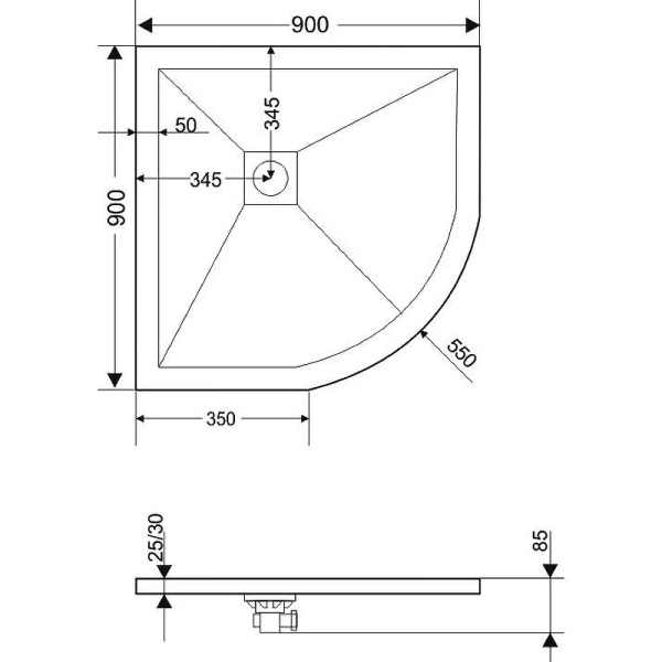 душевой поддон из искусственного камня rgw str-099w 90х90 16153099-01 белый