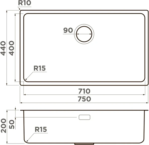 мойка кухонная omoikiri tadzava 75-u/i-in ultra 15