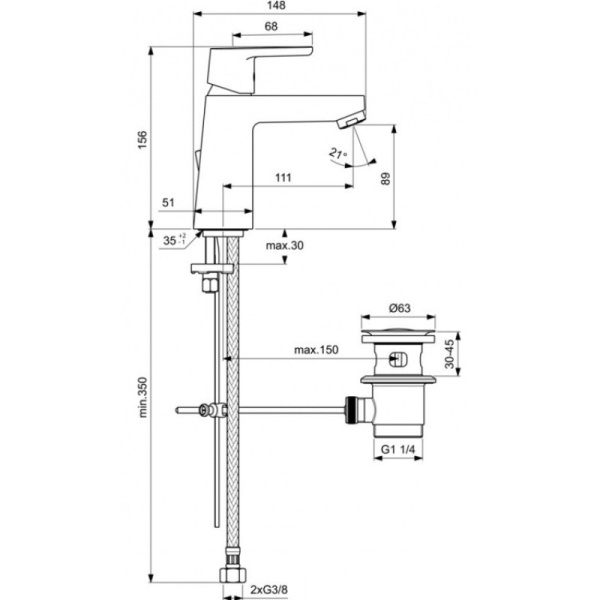 смеситель для раковины ideal standard vito b0455aa