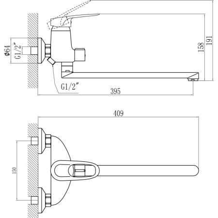 смеситель для ванны savol s-t2204