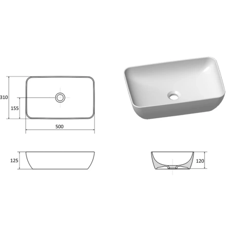 раковина накладная ravak uni 500 xjx01150001 r slim