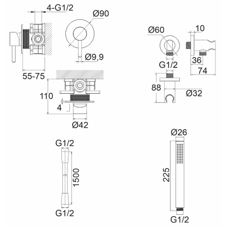 смеситель для душа whitecross y chrome yset02cr хром