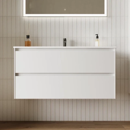 тумба под раковину sancos cento 990х450х500, c двумя ящиками, белая глянцевая арт.cn100w