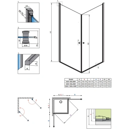 душевой уголок radaway eos kdd i 80x80 137213-01-01 прозрачное