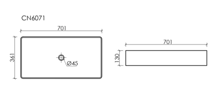 раковина ceramicanova element cn6071mb накладная, 70.1x36.1 см, черный матовый