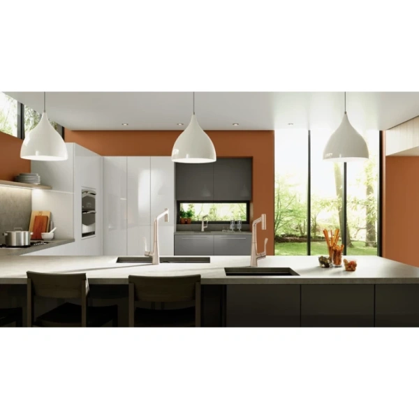 смеситель для кухни 320 с выдвижным изливом hansgrohe metris select m71 14884800, сталь