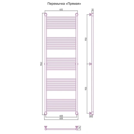 водяной полотенцесушитель сунержа богема прямая 1900х600 хром