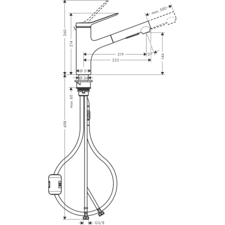 смеситель для кухни hansgrohe zesis m33 74800670, черный матовый