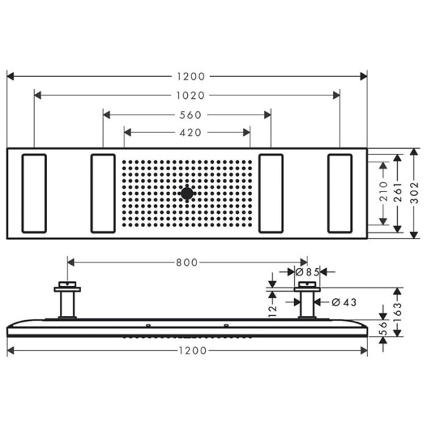 верхний душ axor shower heaven 10637000, 120x30 см