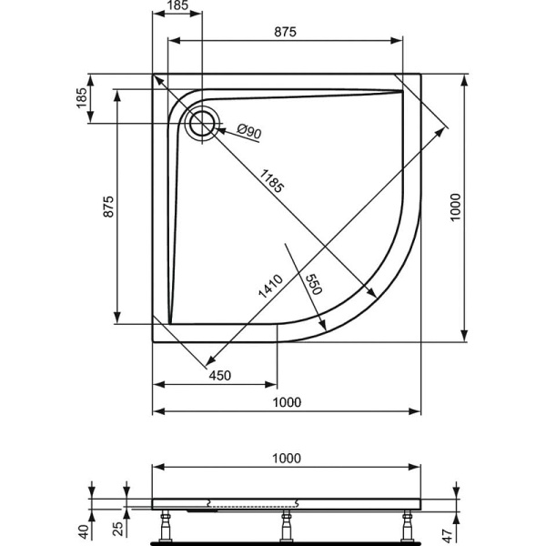 акриловый поддон для душа ideal standard ultraflat 100х100 k517701 euro white