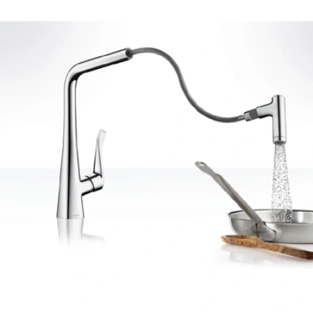 смеситель для кухни hansgrohe metris m71 14820800, сталь