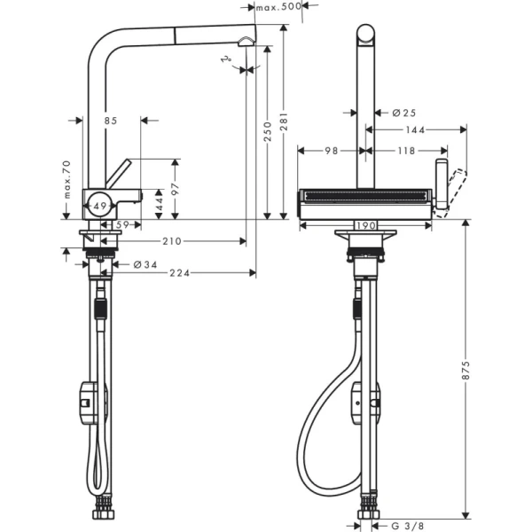 смеситель для кухни hansgrohe aquno select m81 73836800, сталь