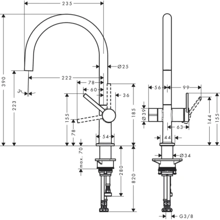 смеситель для кухни hansgrohe talis m54 72805800, сталь