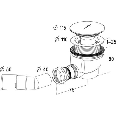 сифон для поддона ø 90 мм radaway 690p