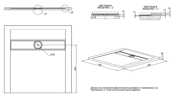 поддон для душевой кабинки из искусственного камня allen brau infinity 90x90 8.21001-am антрацит