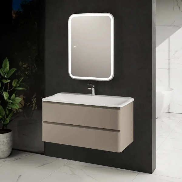 тумба под раковину aquame s4 100 aqm900410bg подвесная цвет бежевый