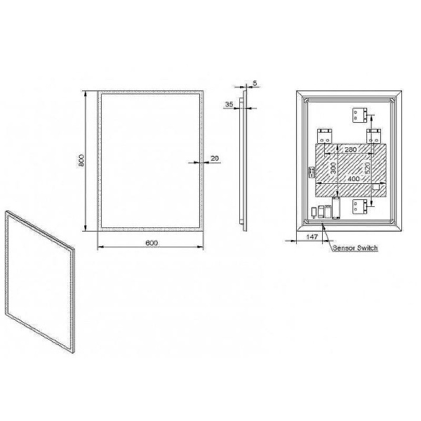 зеркало esbano es-2632 hd 60x80 универсальное