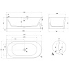 ванна из искусственного камня abber stein 170x80 as9651 l без гидромассажа