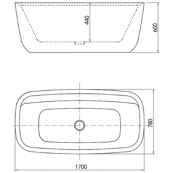 акриловая ванна aquanet family fine 170x78 арт. 95778-gw код 00260045, цвет белый глянцевый