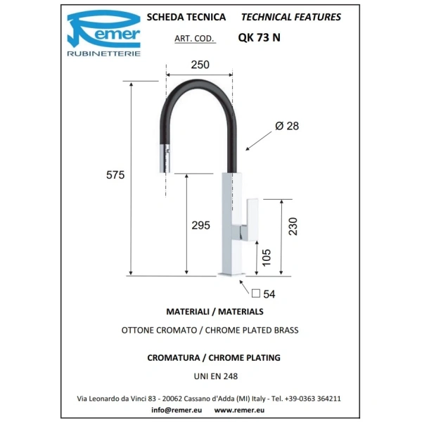 смеситель для кухни remer qk73n