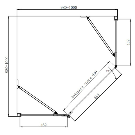 душевой уголок ambassador diamond 100х100 12011112l профиль хром стекло прозрачное