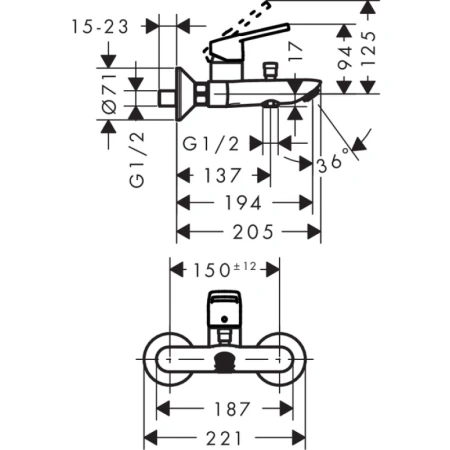 смеситель для ванны hansgrohe logis loop 71244000