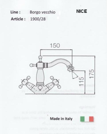 смеситель для биде nice borgo vecchio leva n-1900-28of