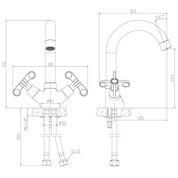 смеситель для раковины rossinka rs42-62