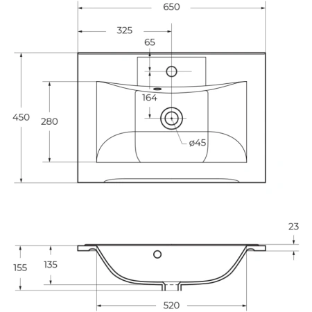 раковина полувстраиваемая belbagno bb650/450-lv-mr-pr белая