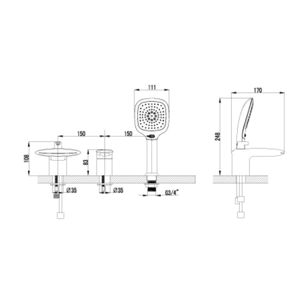 смеситель на борт ванны lemark status lm4445c