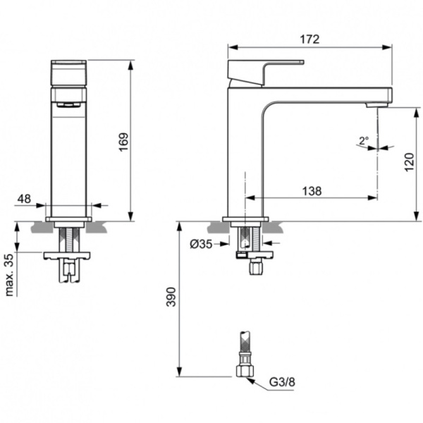 смеситель для раковины ideal standard edge a7108aa