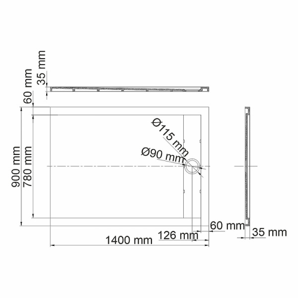 душевой поддон из искусственного камня wasserkraft rhin 140x90 44t36 цвет белый матовый